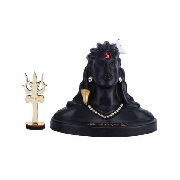 Click Pujan Adi Yogi Shiva Statue with Trishul - Resin Car Dashboard Idol for Pooja, Shivratri Gift, Home & Office Decor