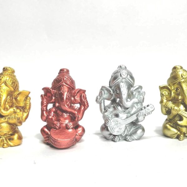 Click Pujan Musical Ganesh Idol Set of 4 - Car Dashboard & Home Decor Showpiece