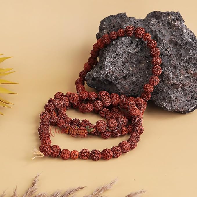 61n9HOQOmnL._SX679_ Click Pujan Rudraksh Mala - 108+1 Beads for Shiv Bhakti, Mantra Jaap | Dhyan & Sadhana | Rudraksh Jap Mala for Shivratri | Vrat | Anushthan & Spiritual Protection - Image 5