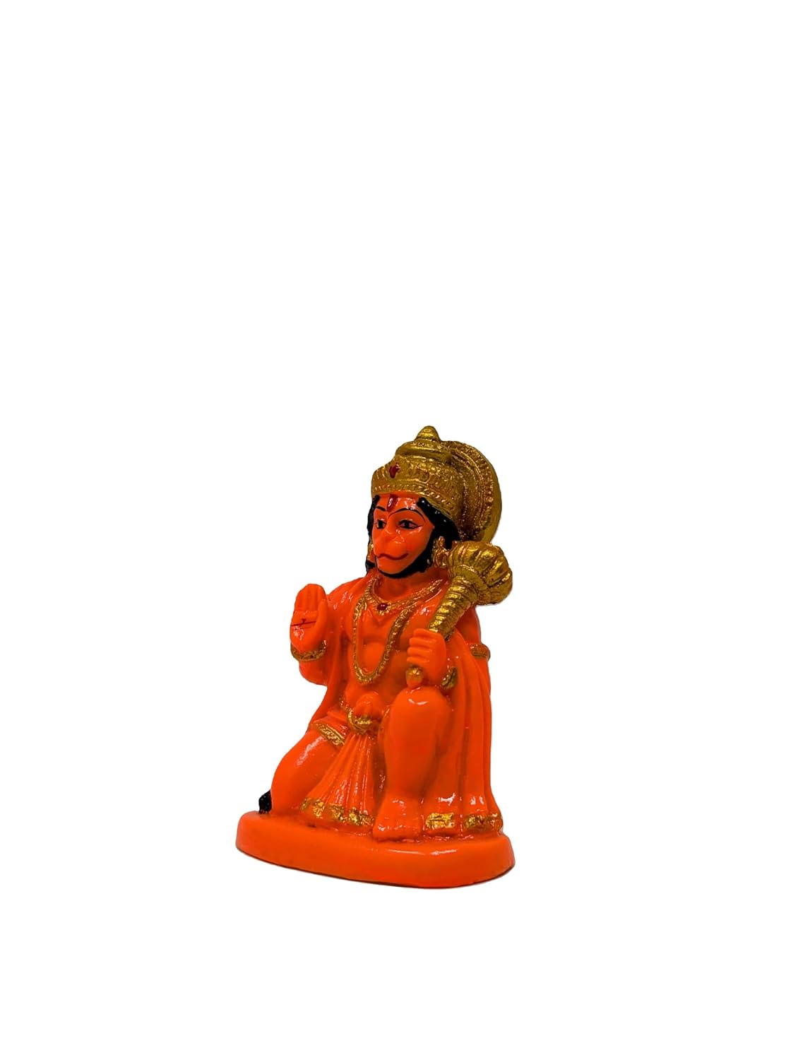 61x-N59DR7L._SL1500_-1 Click Pujan Hanuman Sitting Small Orange Murti - Lord Balaji Idol for Home Car Temple Decor - Image 2