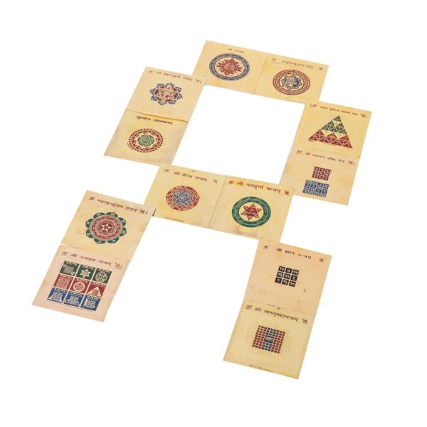 Click Pujan Negativity Removal Yantra Set - 5 Gold Plated Yantras for Vastu, Navgrah, Durga, Shani, Bhairav & Hanuman