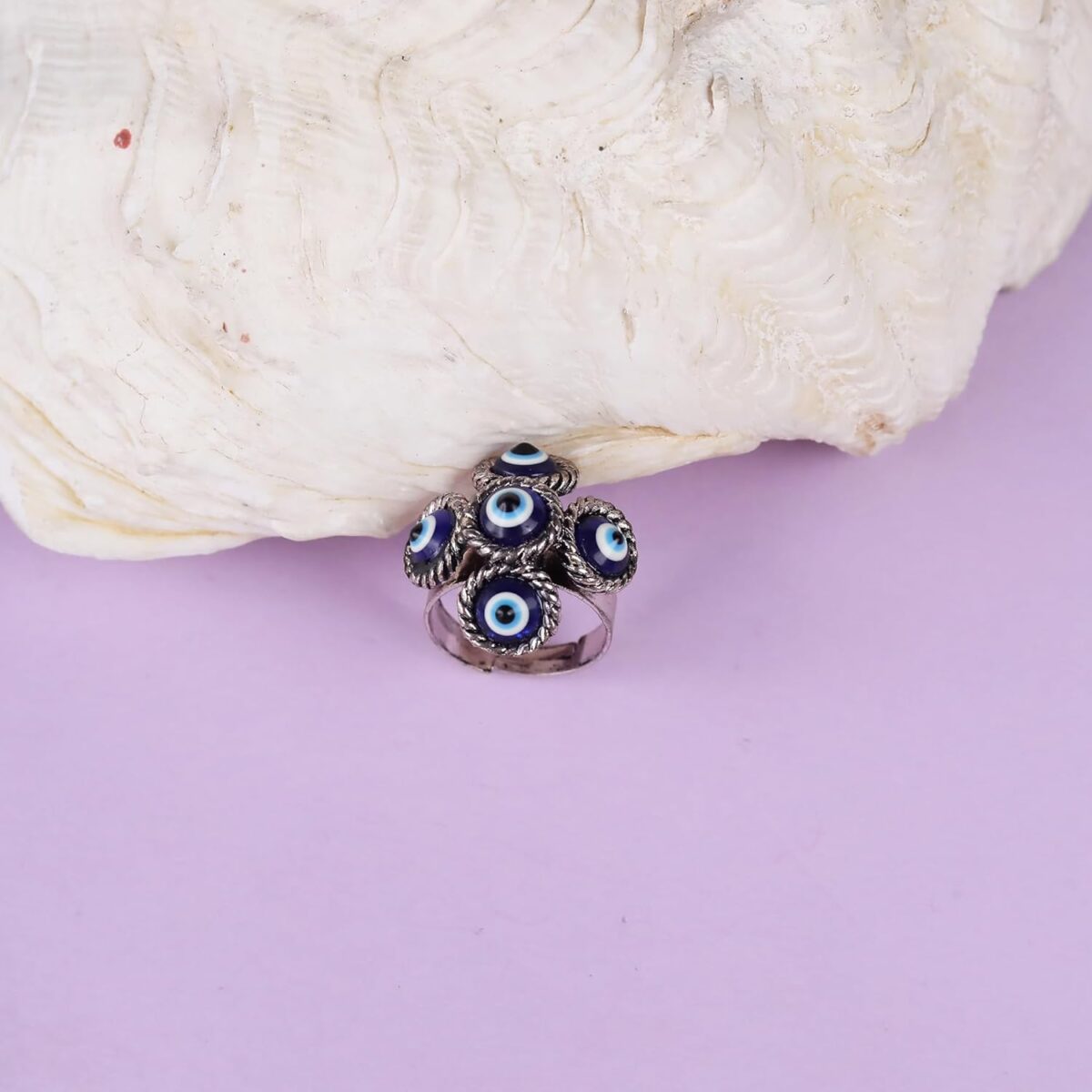71LbACvyJPL._SL1500_ Click Pujan Evil Eye Ring: Adjustable Metal Finish for Men & Women. Attracts Wealth, Abundance & Protection. Spiritual Jewellery for Negativity Protection. Click Pujan Brand. - Image 5