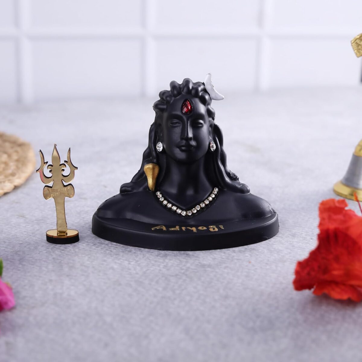 71P-D5-1e4L._SL1500_ Click Pujan Adi Yogi Shiva Statue with Trishul - Resin Car Dashboard Idol for Pooja, Shivratri Gift, Home & Office Decor - Image 5