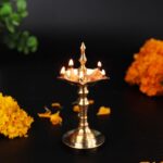 Click Pujan Deepak - 5 Mukhi 0 No for Pooja, Diwali, Navratri - Golden - Image 5