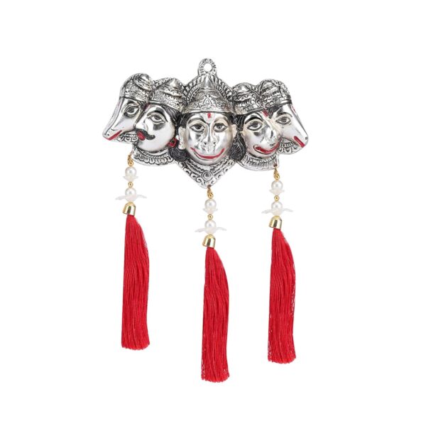 Click Pujan Silver Panchmukhi Hanuman Statue with Latkan for Home, Office & Temple