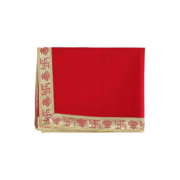 Click Pujan Red Cloth with Golden Border – 1 Meter | Pooja Velvet Fabric | Ideal for Temple, Home Mandir | Religious Rituals & Festive Decoration