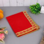 Click Pujan Red Cloth with Golden Border โ 1 Meter | Pooja Velvet Fabric | Ideal for Temple, Home Mandir | Religious Rituals & Festive Decoration - Image 2