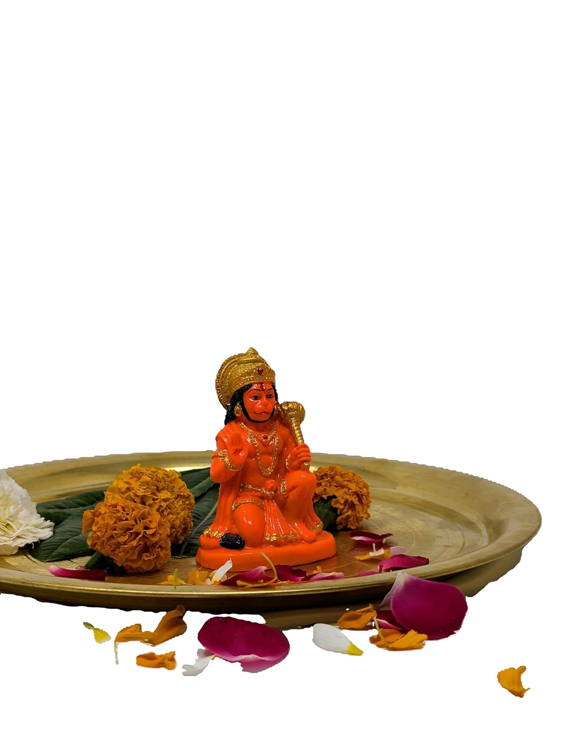 71y2cyudNjL._SL1500_-1 Click Pujan Hanuman Sitting Small Orange Murti - Lord Balaji Idol for Home Car Temple Decor - Image 4