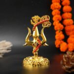 Click Pujan Trishul with Damru – Golden Brass Lord Shiva |Trident with Drum for Temple | Ideal for Home Mandir, Pooja Decoration, and Spiritual Rituals - Image 2