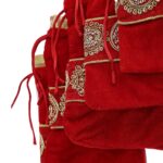 Click Pujan Designer Velvet Pouches โ Set of 5 (7x4.5 Inch) | Traditional Multipurpose Drawstring Bags | Ideal for Coins, Jewellery, Gift Packaging, Pooja Samagri, and Spiritual Use - Image 2