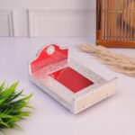 Click Pujan Wooden Silver Palang for Krishna – Medium, Traditional Laddu Gopal Palang with Intricate Carvings