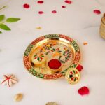 Click Pujan Decorative Thali 6 Inch for Aarti, Poojan, Wedding Rituals | Diwali, Navratri