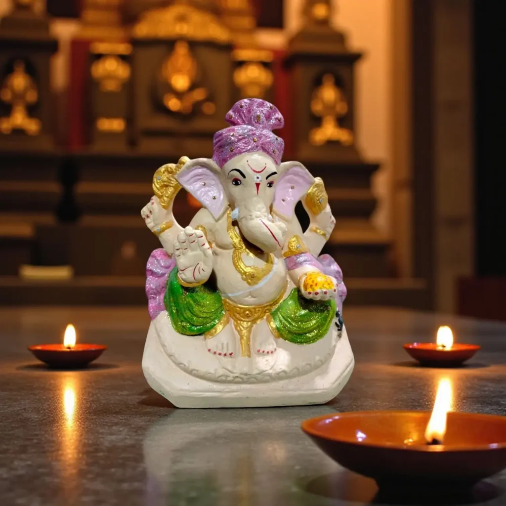 Click Pujan Eco Friendly Ganesh Idol Made by Desi Cow Dung and Seeds