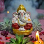 Click Pujan Eco Friendly Ganesh Ji 7" Mud & Cowdung | Panchgavya | Dissolvable | Seeds Inside | Religious/Corpora...