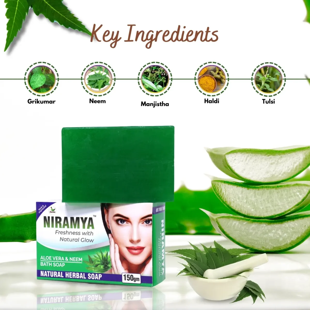 Niramya-Herbal-Aloe-Vera-and-Neem-Natural-Bath-Soap-4 Niramya Herbal Aloe Vera and Neem Natural Bath Soap - Image 5