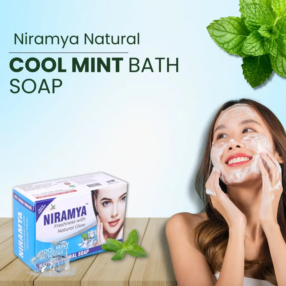 Niramya-Herbal-Cool-Mint-Natural-Bath-Soap-1 Niramya Herbal Cool Mint Natural Bath Soap - Image 2