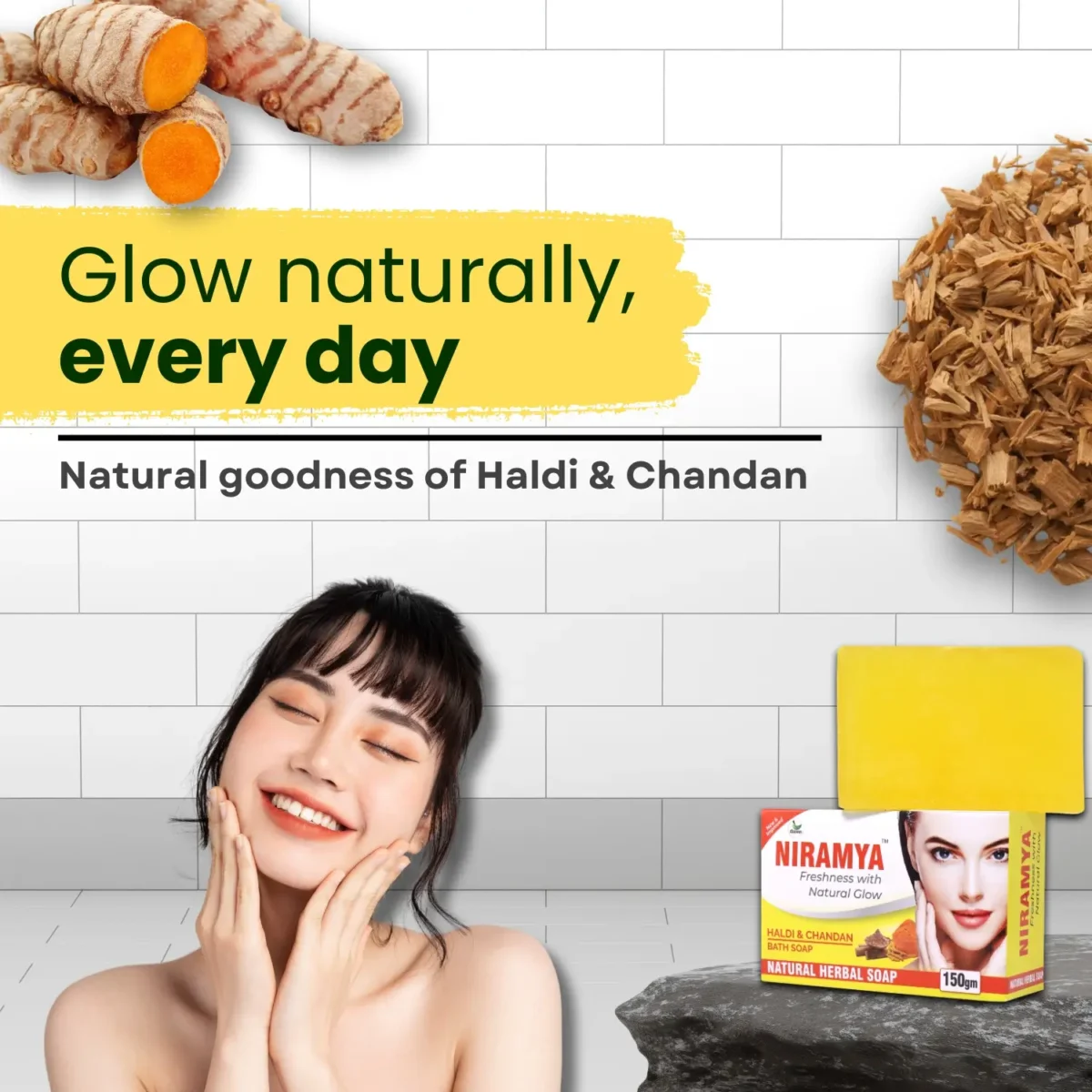 Niramya Herbal Haldi and Chandan Natural Bath Soap Niramya Herbal Haldi and Chandan Natural Bath Soap