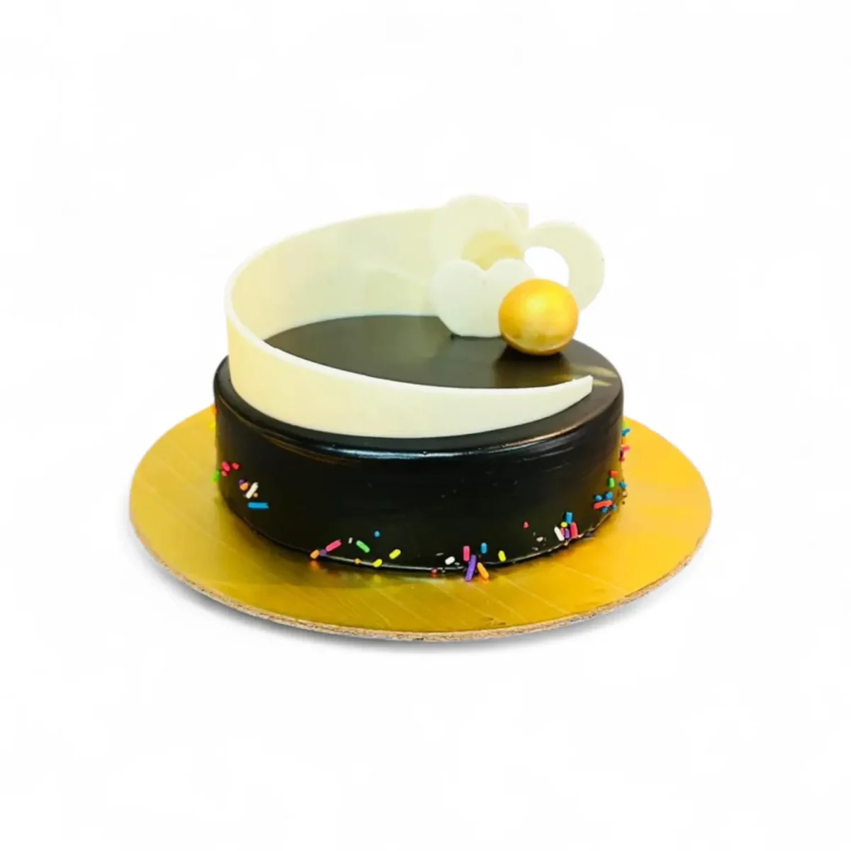 Belgium Truffle Cake Premium Dark Chocolate with White Ganache Swirl & Gold Accent Belgium Truffle Cake Premium Dark Chocolate with White Ganache Swirl & Gold Accent