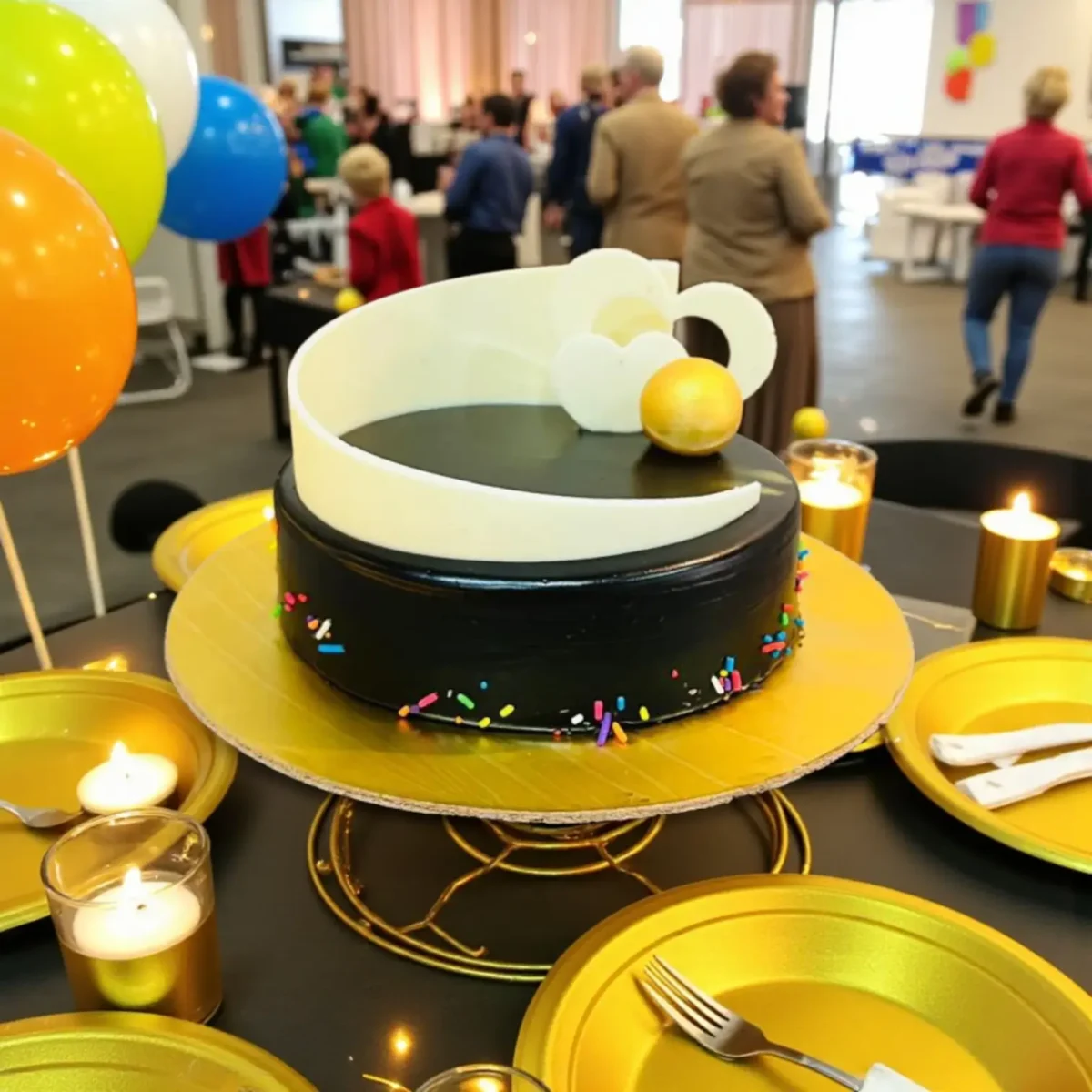 Belgium Truffle Cake Premium Dark Chocolate with White Ganache Swirl & Gold Accent (2) Belgium Truffle Cake Premium Dark Chocolate with White Ganache Swirl & Gold Accent (2)