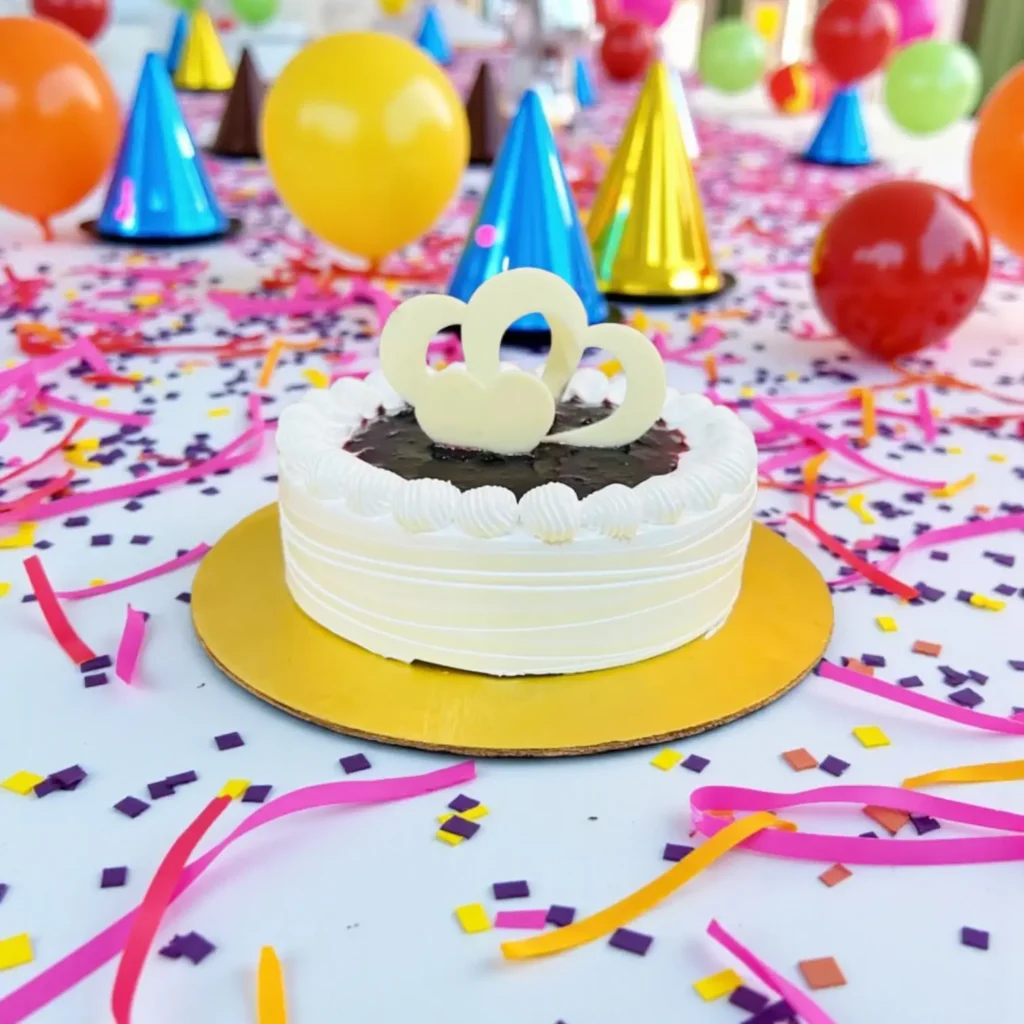 Blueberry Heart Cake Luscious Berry Filling with White Whipped Frosting & White Chocolate Hearts