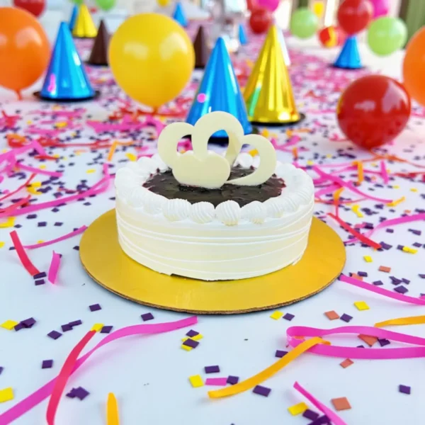 Blueberry Heart Cake Luscious Berry Filling with White Whipped Frosting & White Chocolate Hearts