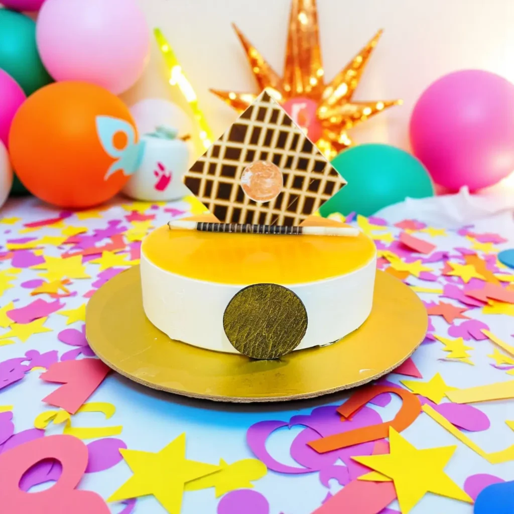 Butterscotch Bliss Cake Rich Caramel Layers with White Cream Frosting & Golden Metallic Accent