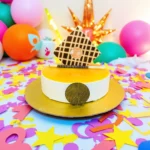 Butterscotch Bliss Cake Rich Caramel Layers with White Cream Frosting & Golden Metallic Accent