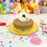 Chocolate Hazelnut Cake Velvety Dark Chocolate Frosting with White Chocolate Loops & Coconut Flakes