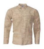 Desi Khadi Menβs Beige slub shirt Handwoven Cotton Shirt- 1
