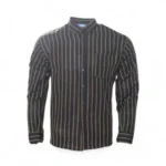 Desi Khadi Menβs Black pinstripe Handwoven Cotton Shirt- 1