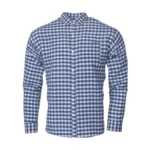 Desi Khadi Menโs Blue Check Handwoven Cotton Shirt- 1