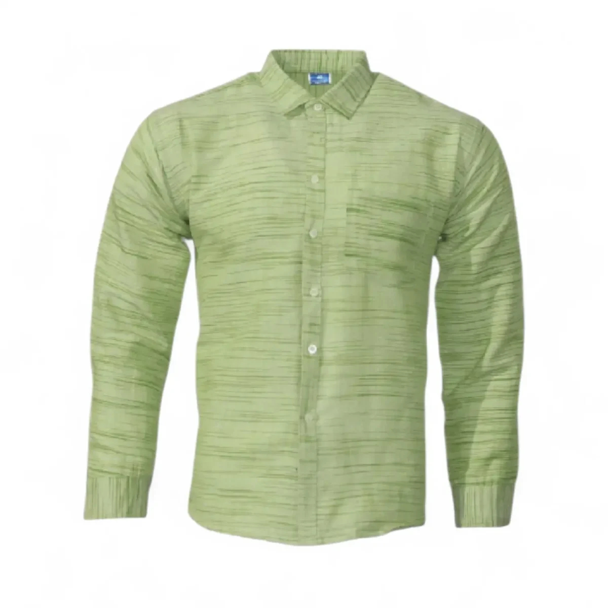 Desi Khadi Menโs Light Green Slub Handwoven Cotton Shirt- 1 Desi Khadi Menโs Light Green Slub Handwoven Cotton Shirt โ Eco-Friendly, Breathable, Comfort Fit, Made in India by Poonia Khadi - Image 2