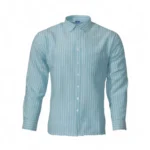 Desi Khadi Menโs Light blue pinstripe Handwoven Cotton Shirt- 1