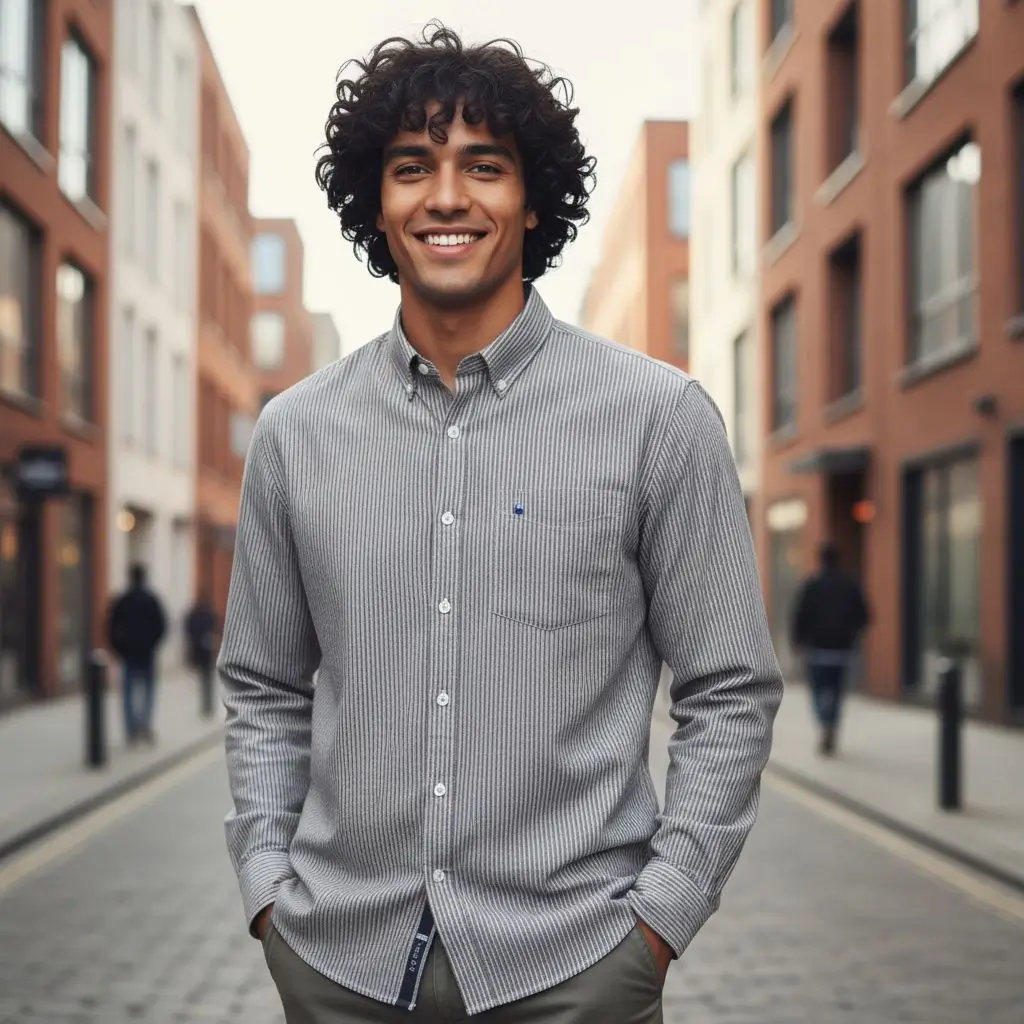 Desi Khadi Men’s Light gray Handwoven Cotton Shirt