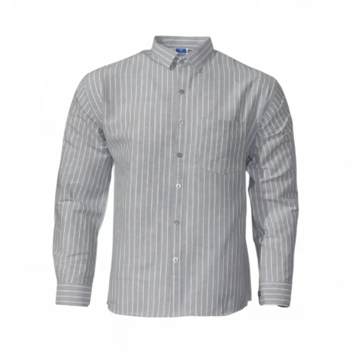 Desi Khadi Menβs Light gray pinstripe Handwoven Cotton Shirt- 1 Desi Khadi Menβs Light gray pinstripe Handwoven Cotton Shirt- 1