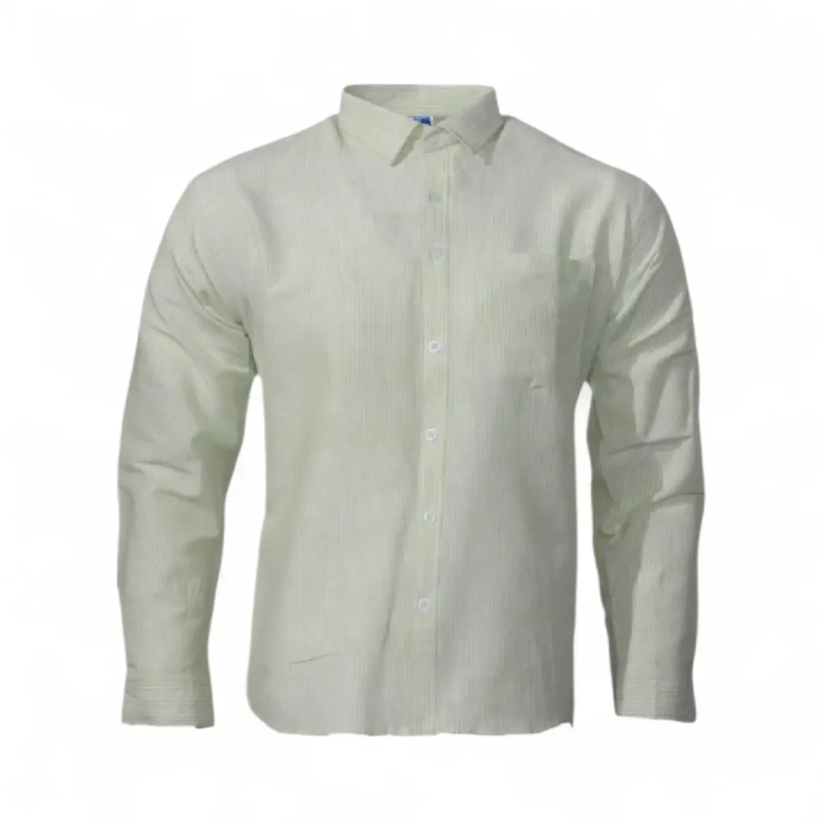 Desi Khadi Menโs Light green Handwoven Cotton Shirt- 1 Desi Khadi Menโs Light green Handwoven Cotton Shirt- 1