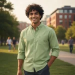 Desi Khadi Menβs Light green pinstripe Handwoven Cotton Shirt