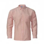 Desi Khadi Menβs Light peach pinstripe Handwoven Cotton Shirt - 1