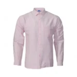 Desi Khadi Menโs Light pink pinstripe Handwoven Cotton Shirt- 1