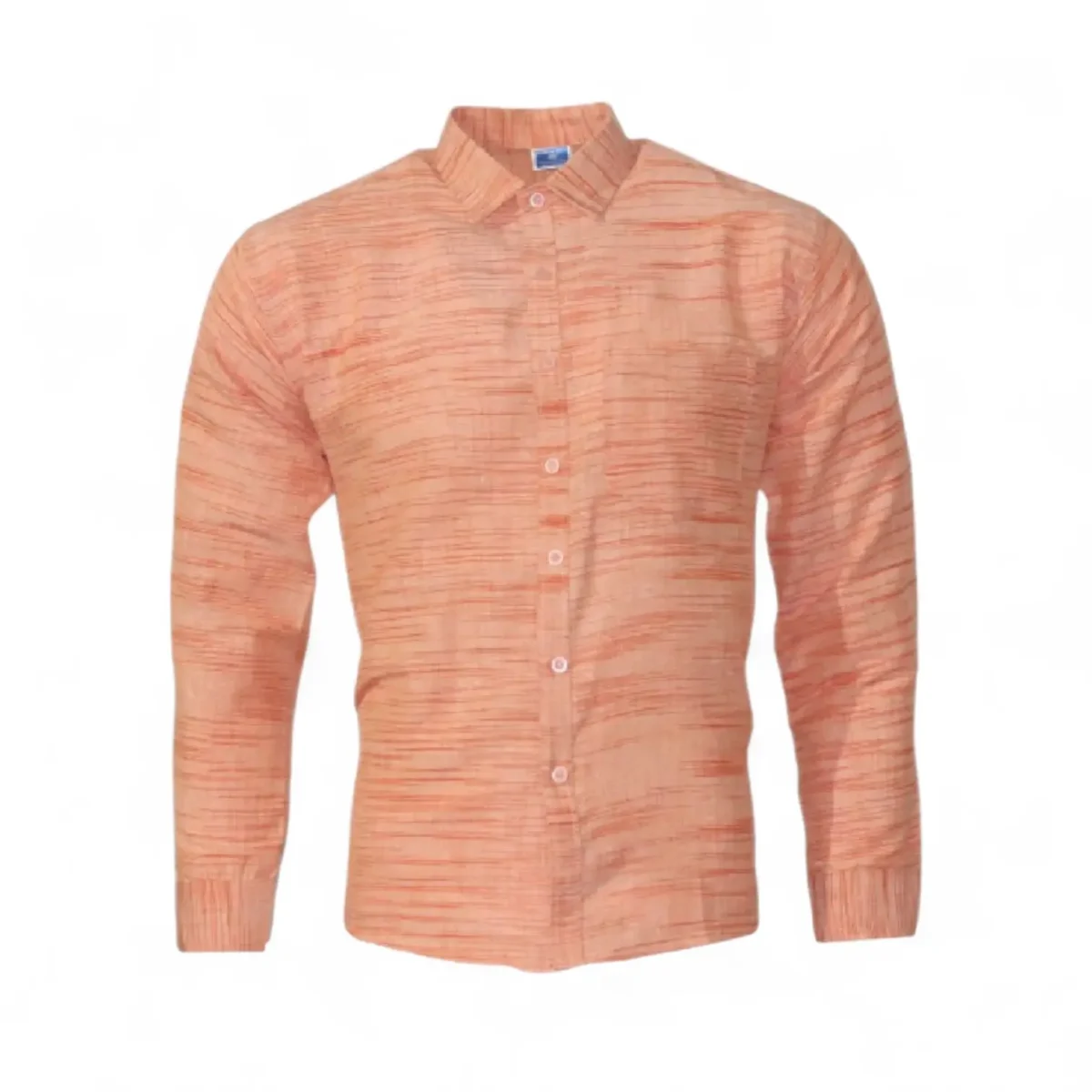 Desi Khadi Menβs Light terracotta slub Handwoven Cotton Shirt- 1 Desi Khadi Menβs Light terracotta slub Handwoven Cotton Shirt- 1