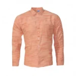 Desi Khadi Menβs Light terracotta slub Handwoven Cotton Shirt- 1