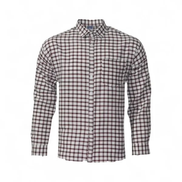 Desi Khadi Menโs Maroon Check Handwoven Cotton Shirt- 1