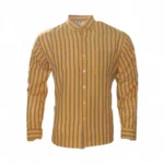Desi Khadi Menβs Mustard stripe shirt Handwoven Cotton Shirt β Eco-Friendly, Breathable, Comfort Fit, Made in India by Poonia Khadi - Image 2