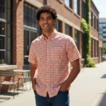 Desi Khadi Men’s Red Check Handwoven Cotton Shirt