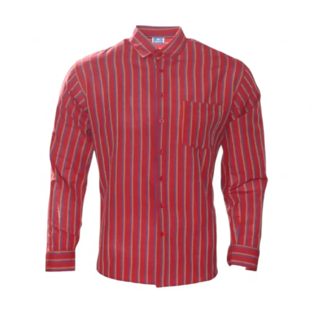 Desi Khadi Men’s Red pinstripe Handwoven Cotton Shirt- 1