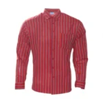 Desi Khadi Men’s Red pinstripe Handwoven Cotton Shirt- 1