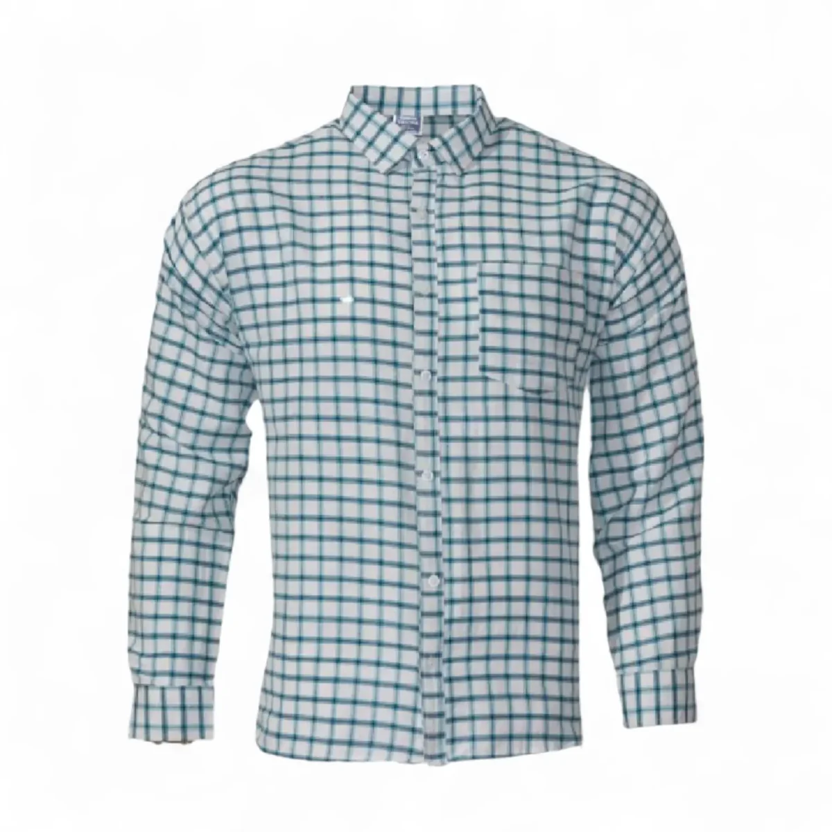Desi Khadi Menβs Teal check shirt Handwoven Cotton Shirt- 1 Desi Khadi Menβs Teal check shirt Handwoven Cotton Shirt β Eco-Friendly, Breathable, Comfort Fit, Made in India by Poonia Khadi - Image 2