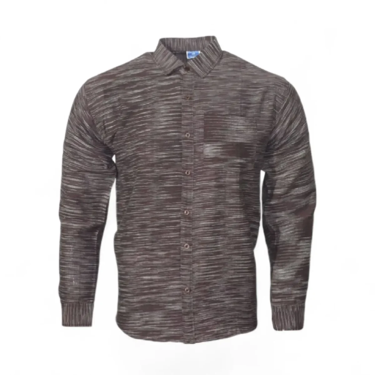 Desi Khadi Men’s brown mélange Handwoven Cotton Shirt Desi Khadi Men’s brown mélange Handwoven Cotton Shirt