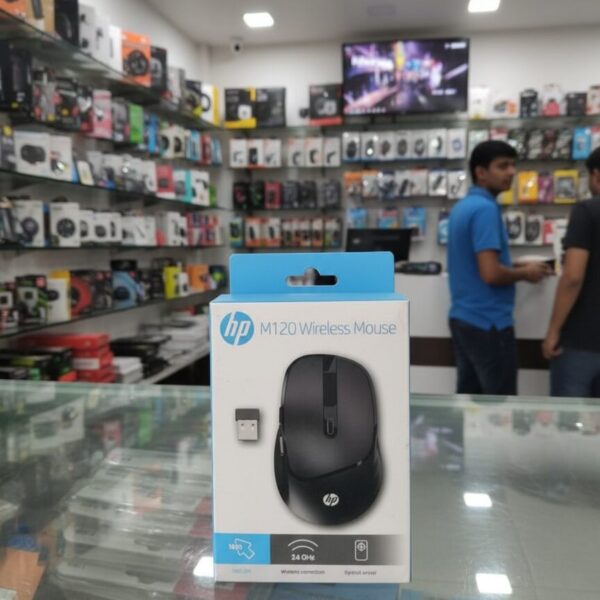 HP M120 Wireless Mouse: Ergonomic 2.4GHz USB Receiver for Laptops & Desktops by Disha Infotech