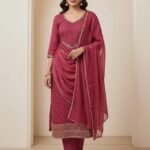 Exquisite Handwork Organza Suit with Pure Dupatta: Sequence & Cut Dana Work by Sonika Signature for Festive Elegance